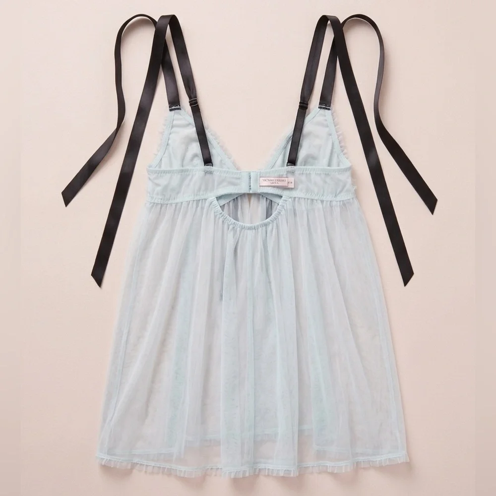 Victoria's Secret Snowflake Embellished Mesh Babydoll - Picture 2 of 5